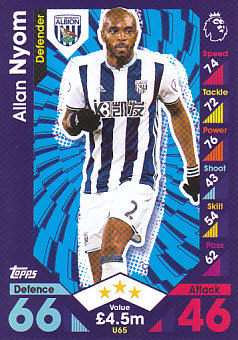 Allan Nyom West Bromwich Albion 2016/17 Topps Match Attax Extra  #U65